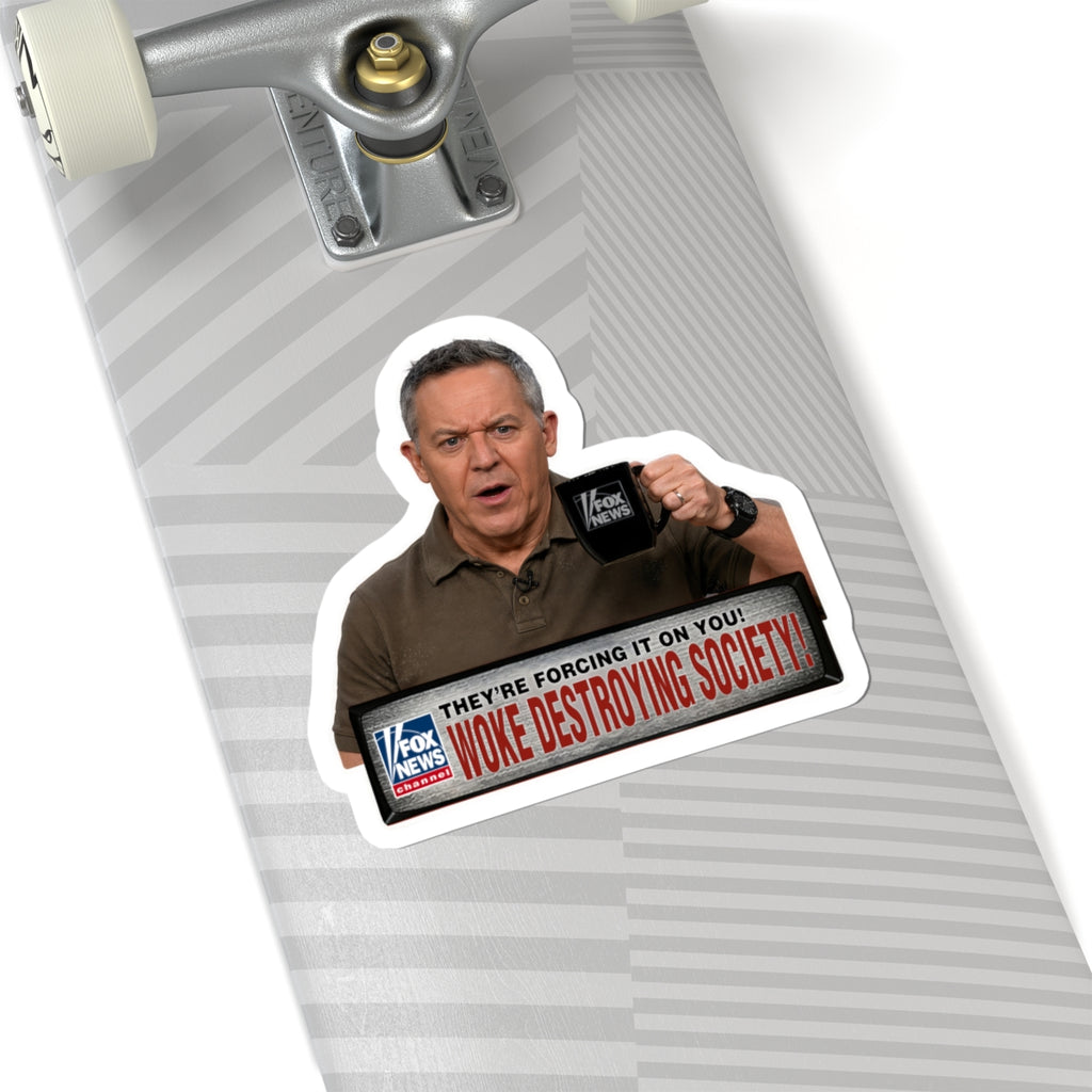Political News Anchor as Human Sticker — "WOKE DESTROYING SOCIETY"
