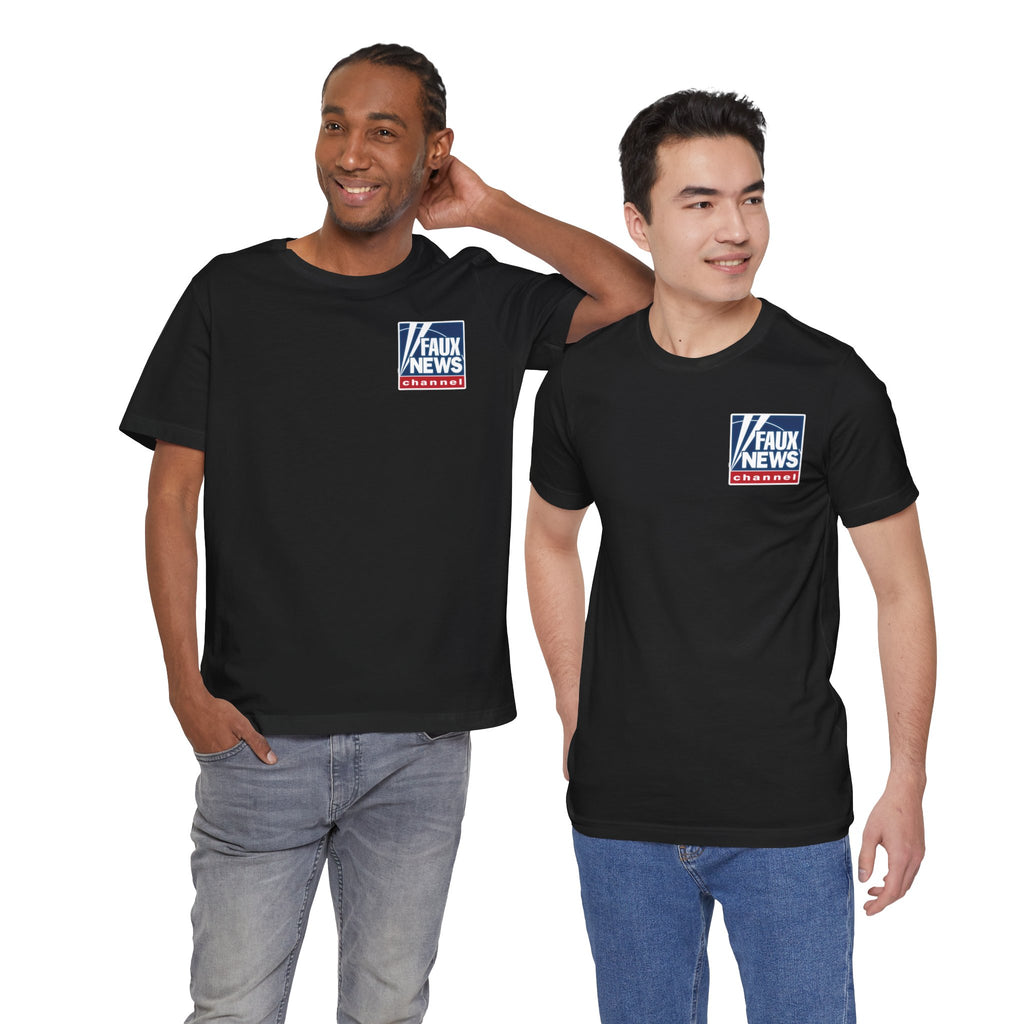 Faux News "STAY ASLEEP!" Satirical News Parody T-Shirt (Front & Back Print)