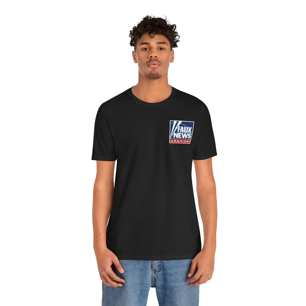 Faux News "STAY ASLEEP!" Satirical News Parody T-Shirt (Front & Back Print)