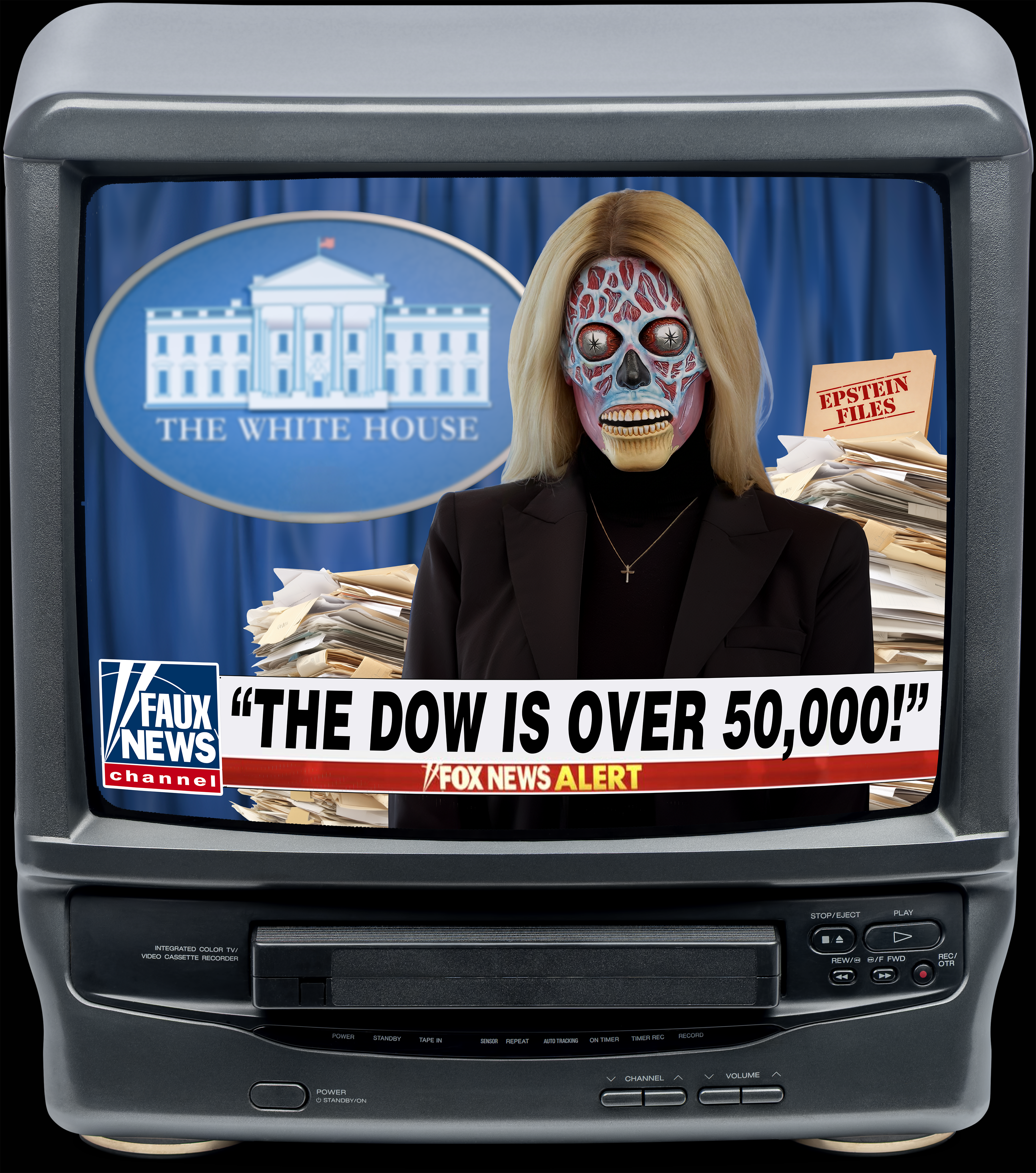 “THE DOW IS OVER 50,000” Satirical News Parody T-Shirt (Front Only)