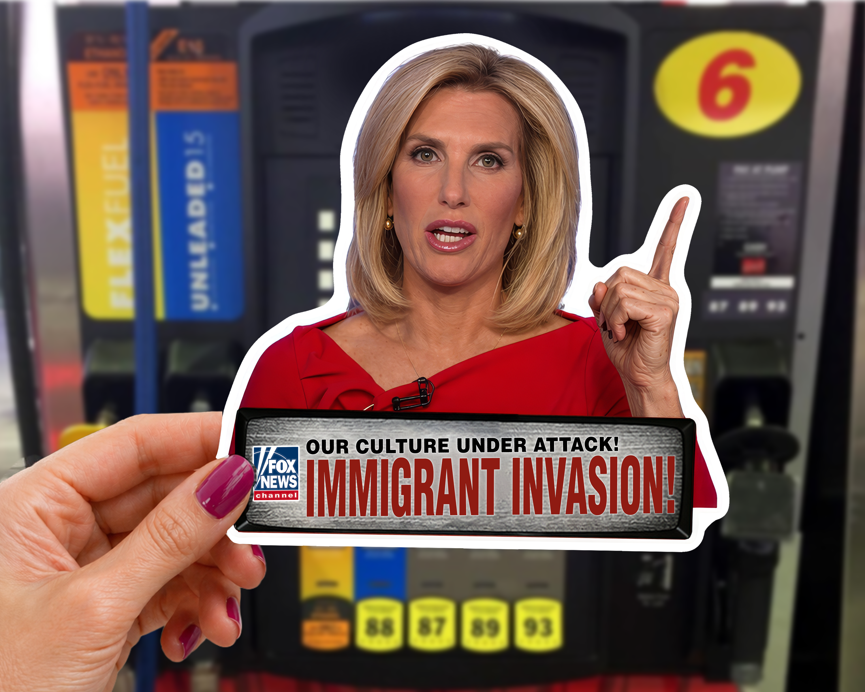 Political News Anchor as Human — "IMMIGRANT INVASION!"