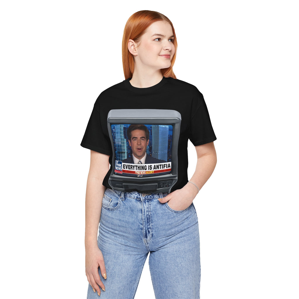 COLLECTOR'S EDITION 2-SIDED: “EVERYTHING IS ANTIFA”/"CONFROM" Satirical News Parody T-Shirt (Front & Back Print)