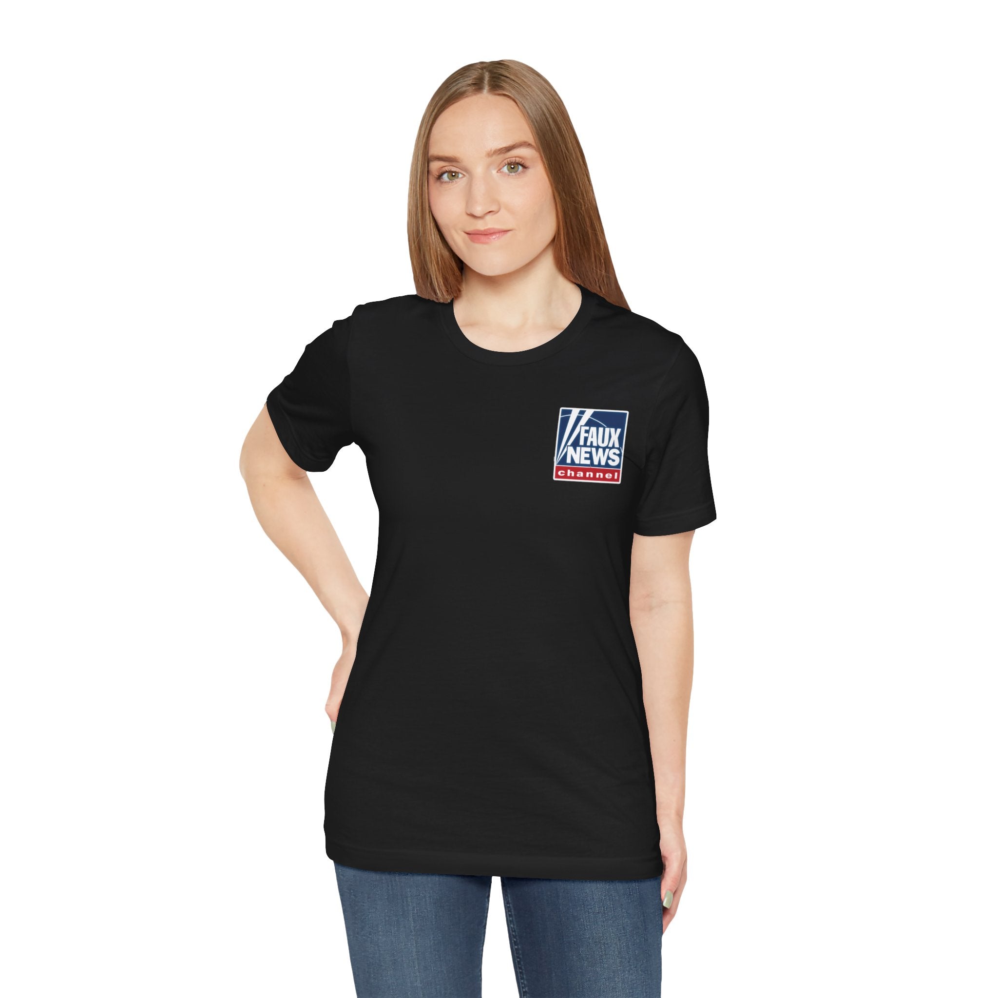 Faux News "STAY ASLEEP!" Satirical News Parody T-Shirt (Front & Back Print)