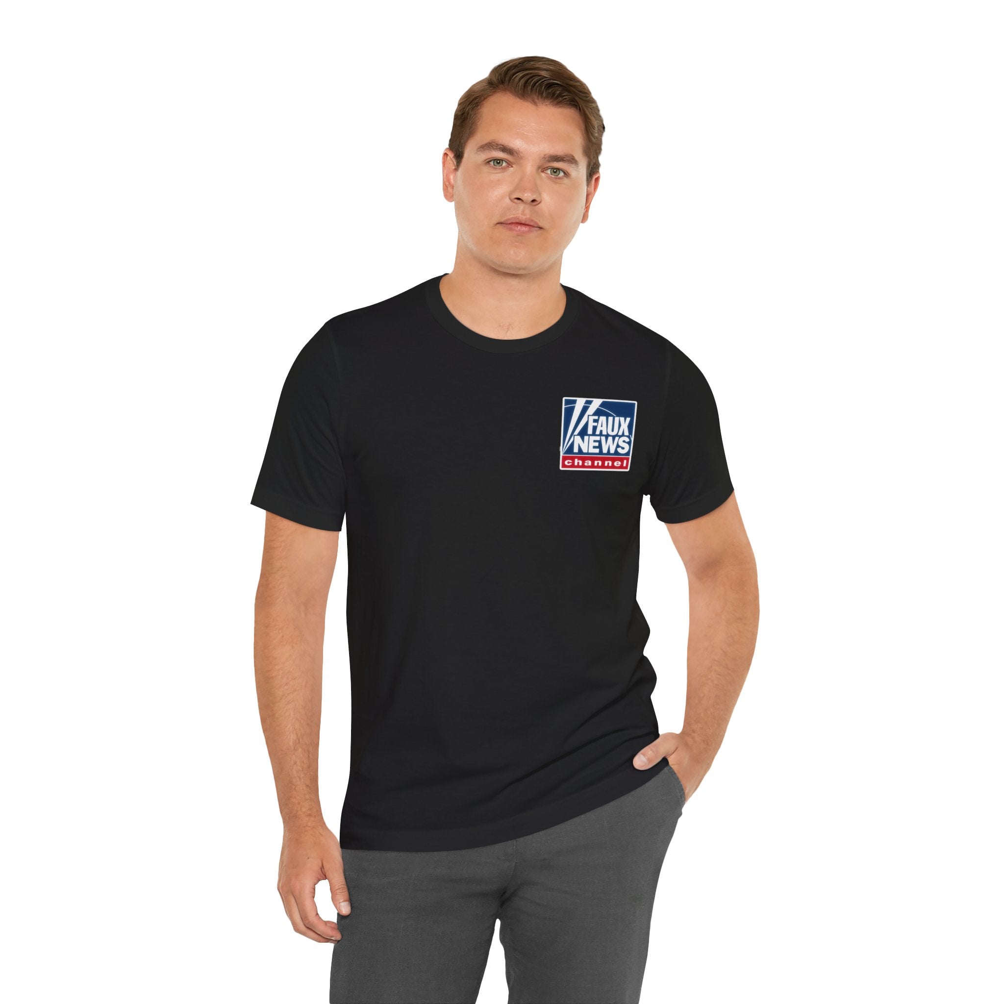 Faux News: NO INDEPENDENT THOUGHT! Political News Anchor Alien T-Shirt (front and back design)